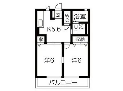 アドバンスハイムB(2K/1階)の間取り写真