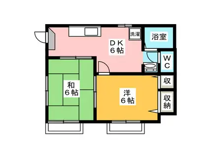パームハウス(2DK/2階)の間取り写真