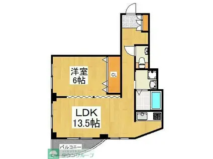 チェリーブロッサムビル(1LDK/2階)の間取り写真