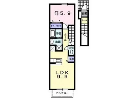 パルク プロムナード(1LDK/2階)の間取り写真