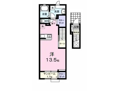 ファイアブルーム大森(ワンルーム/2階)の間取り写真