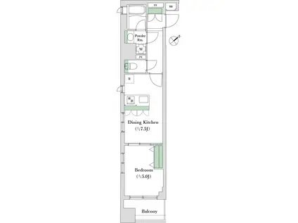 デュオスカーラ東日本橋(1DK/6階)の間取り写真