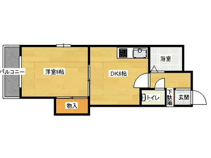 コーポ西縮景園(1DK/6階)の間取り写真