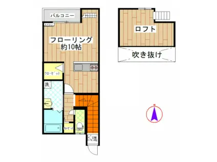 サンスプラッシュ(ワンルーム/2階)の間取り写真