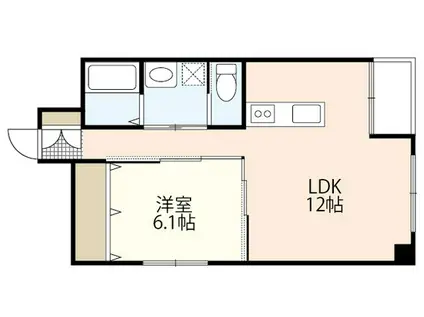 吉長ビル(1LDK/6階)の間取り写真