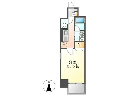 リブラン東別院(1K/4階)の間取り写真