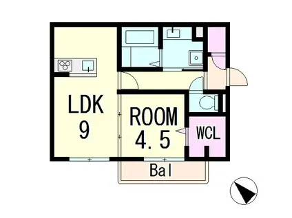 ホワイトクレイン野洲(1LDK/2階)の間取り写真