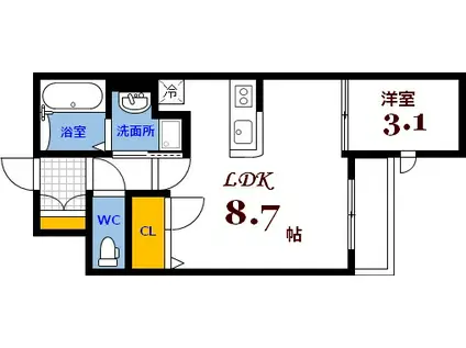 月光南観音 零番館(1LDK/1階)の間取り写真