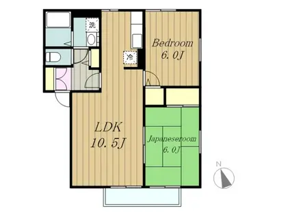 パルテノンロイヤルB(2LDK/2階)の間取り写真