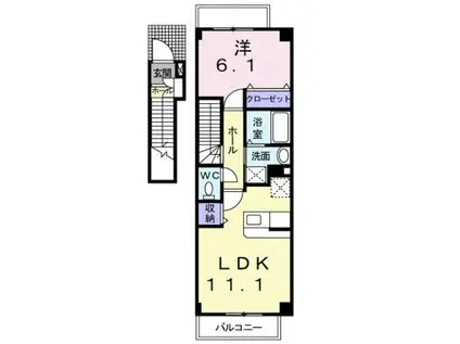 スピリア(1LDK/2階)の間取り写真