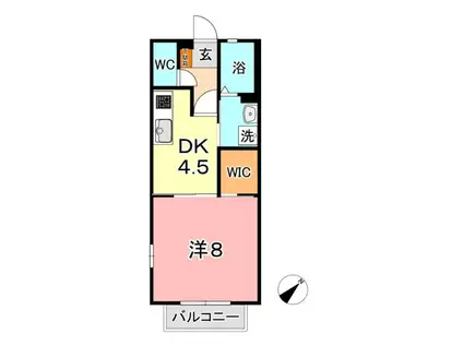 プリムヴェール福島 B(1DK/2階)の間取り写真