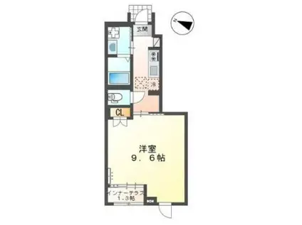 オキグレイス(1K/1階)の間取り写真