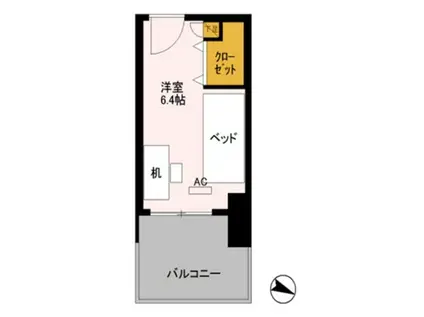 ロイヤルパークスER万代 SHARE万代(ワンルーム/2階)の間取り写真