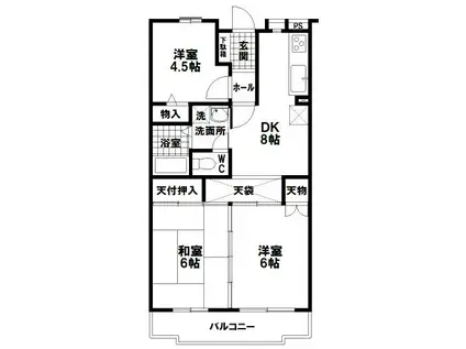 グランドール(3DK/2階)の間取り写真