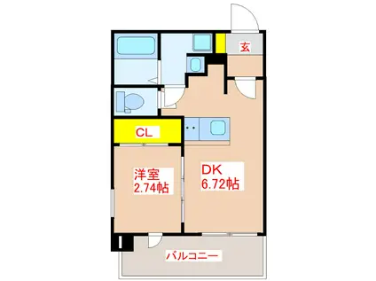リアンシエルブルー高麗(1DK/3階)の間取り写真