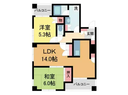 クレフ本山(2LDK/3階)の間取り写真