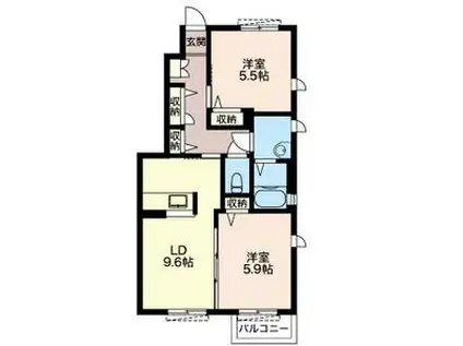 S141 シャーメゾン(2DK/1階)の間取り写真