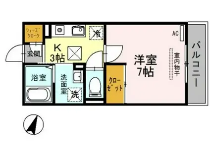 プリムヴェール弐十五番館(1K/1階)の間取り写真