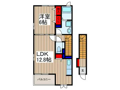 ベルカーサ(1LDK/2階)の間取り写真