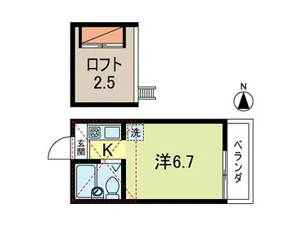 サットンプレイス荻窪(1K/2階)の間取り写真