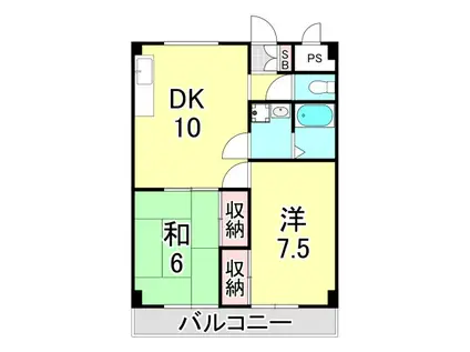 ハニーサイド山手(2DK/2階)の間取り写真