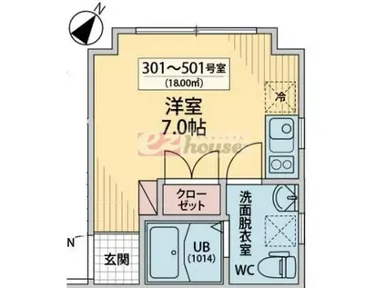 シェルブルー中落合(ワンルーム/3階)の間取り写真