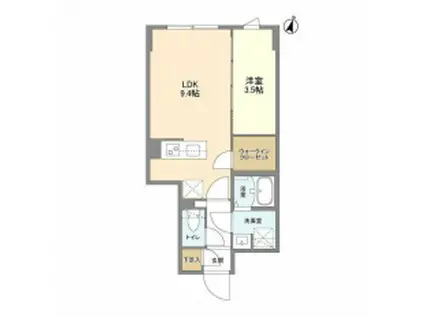 ウェルスクエア駒場東大前(1LDK/2階)の間取り写真