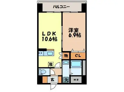 フォルトゥーナ美坂(1LDK/4階)の間取り写真
