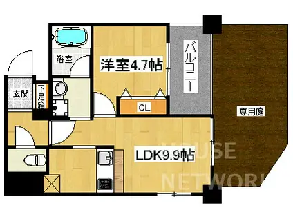 カスタリア壬生(1LDK/1階)の間取り写真