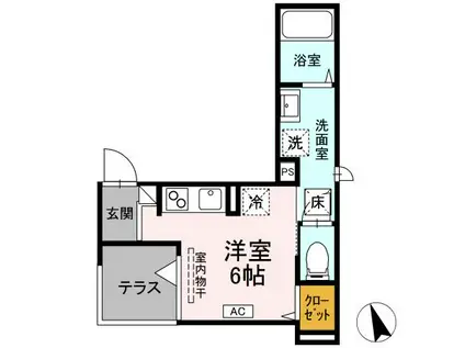 BELL II(ワンルーム/1階)の間取り写真