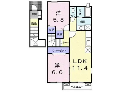 ボニ-トカーサA(2LDK/2階)の間取り写真