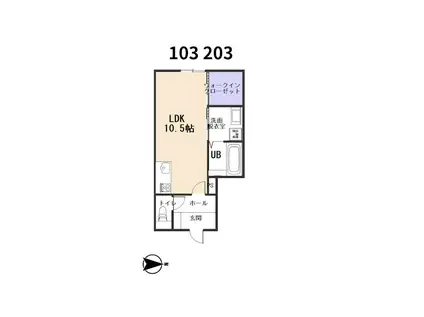 VENT VERT (ワンルーム/1階)の間取り写真