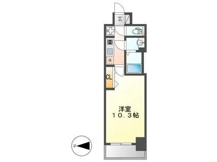 プレサンス丸の内リラティ(1K/13階)の間取り写真