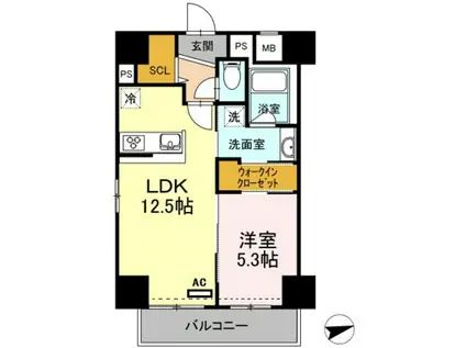 サンテドール(1LDK/5階)の間取り写真