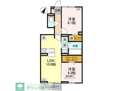 CASA HILA(2LDK/1階)の間取り写真
