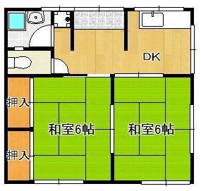 別当町長屋A(2DK/1階)の間取り写真