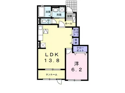 セイバリーM(1LDK/1階)の間取り写真