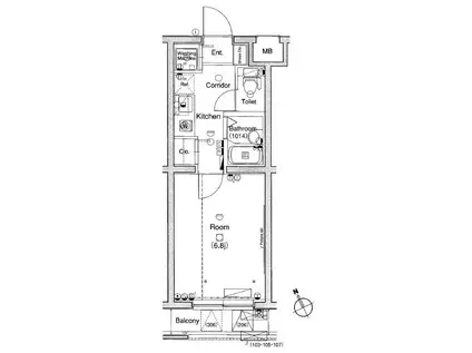 仲池上アートレジデンス(1K/2階)の間取り写真