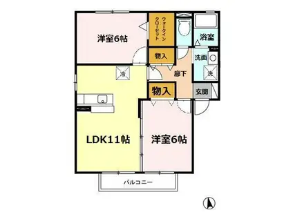 コンチェルト桜(2LDK/2階)の間取り写真