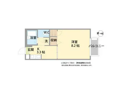 イーストレイク(1K/1階)の間取り写真