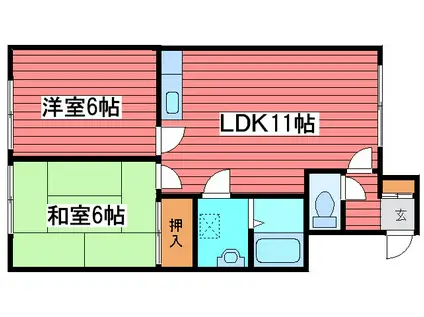 ビバリーヒルズ(2LDK/2階)の間取り写真