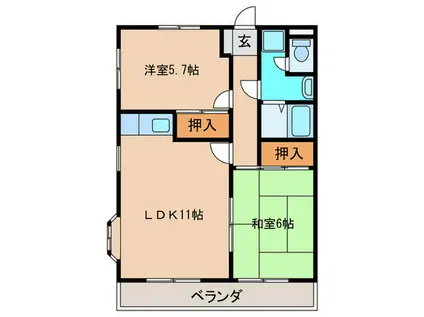 マンションムラテ(2LDK/3階)の間取り写真