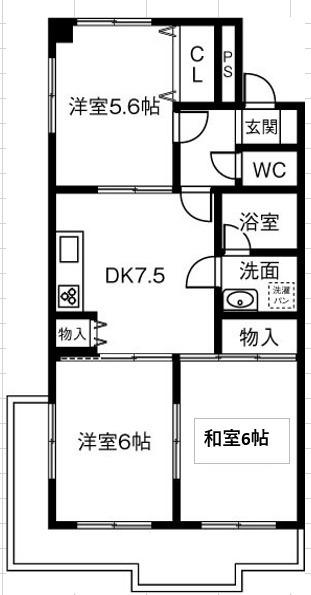 ハイツリッチモンドA棟(3DK/3階)の間取り写真