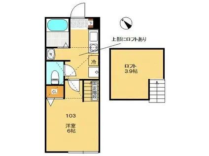 ARBOR BLUE ECHO(1K/1階)の間取り写真