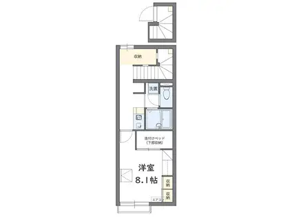 レオパレスヴィラ下富野(1K/1階)の間取り写真