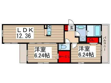 ソレイユM(2LDK/1階)の間取り写真