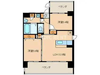 クリムゾン吉塚(2LDK/11階)の間取り写真