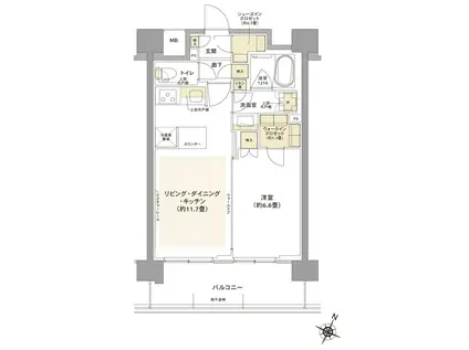 コムレジ赤羽 棟(1LDK/1階)の間取り写真