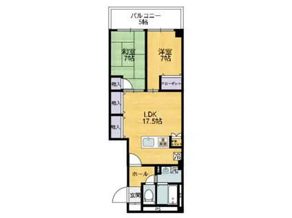 ルミナリエ天神(2LDK/2階)の間取り写真