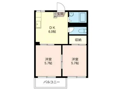 タウニーおかべ(2DK/1階)の間取り写真